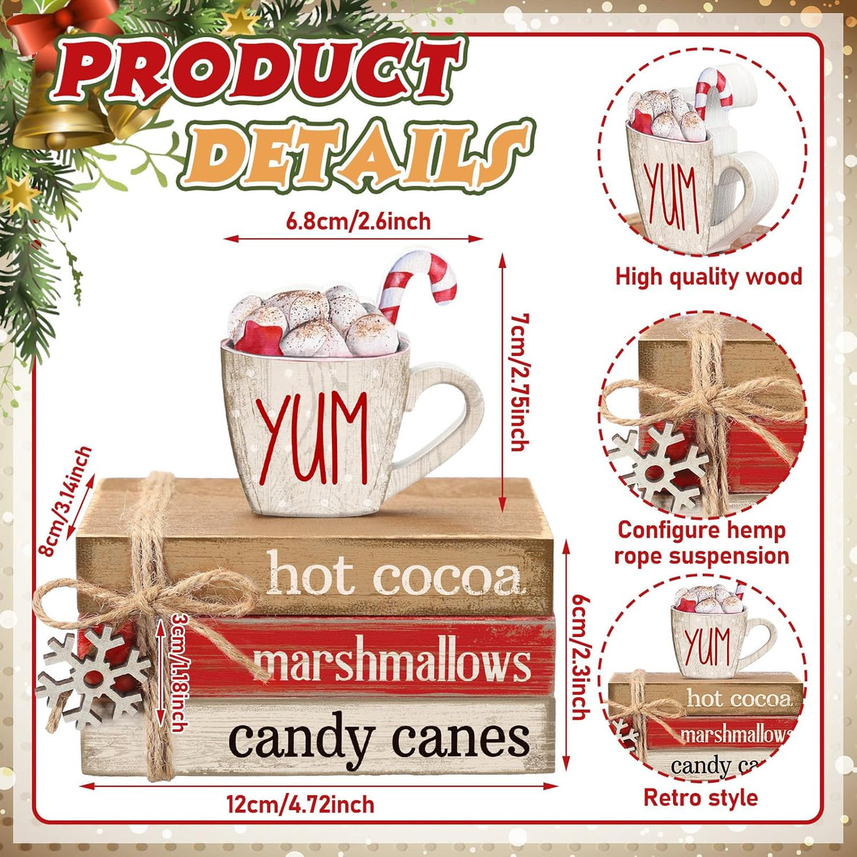 4 Pcs Christmas Table Decorations Winter Snowflake Tiered Tray Decorations Decorative Mini Wooden