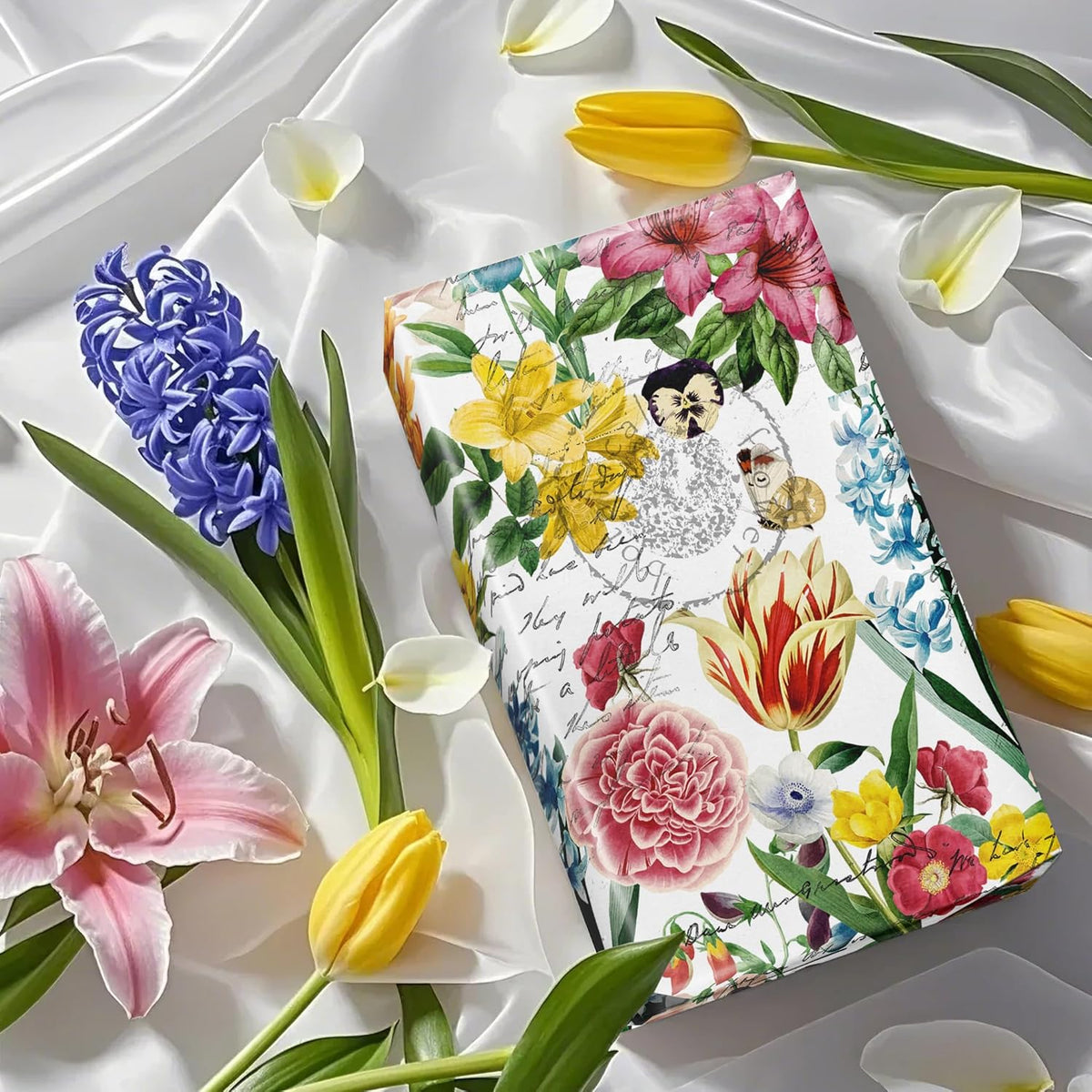 WRAPAHOLIC Floral Wrapping Paper Roll - Mini Roll - 17 Inch x 9.8 Feet - Garden Flower Wrapping