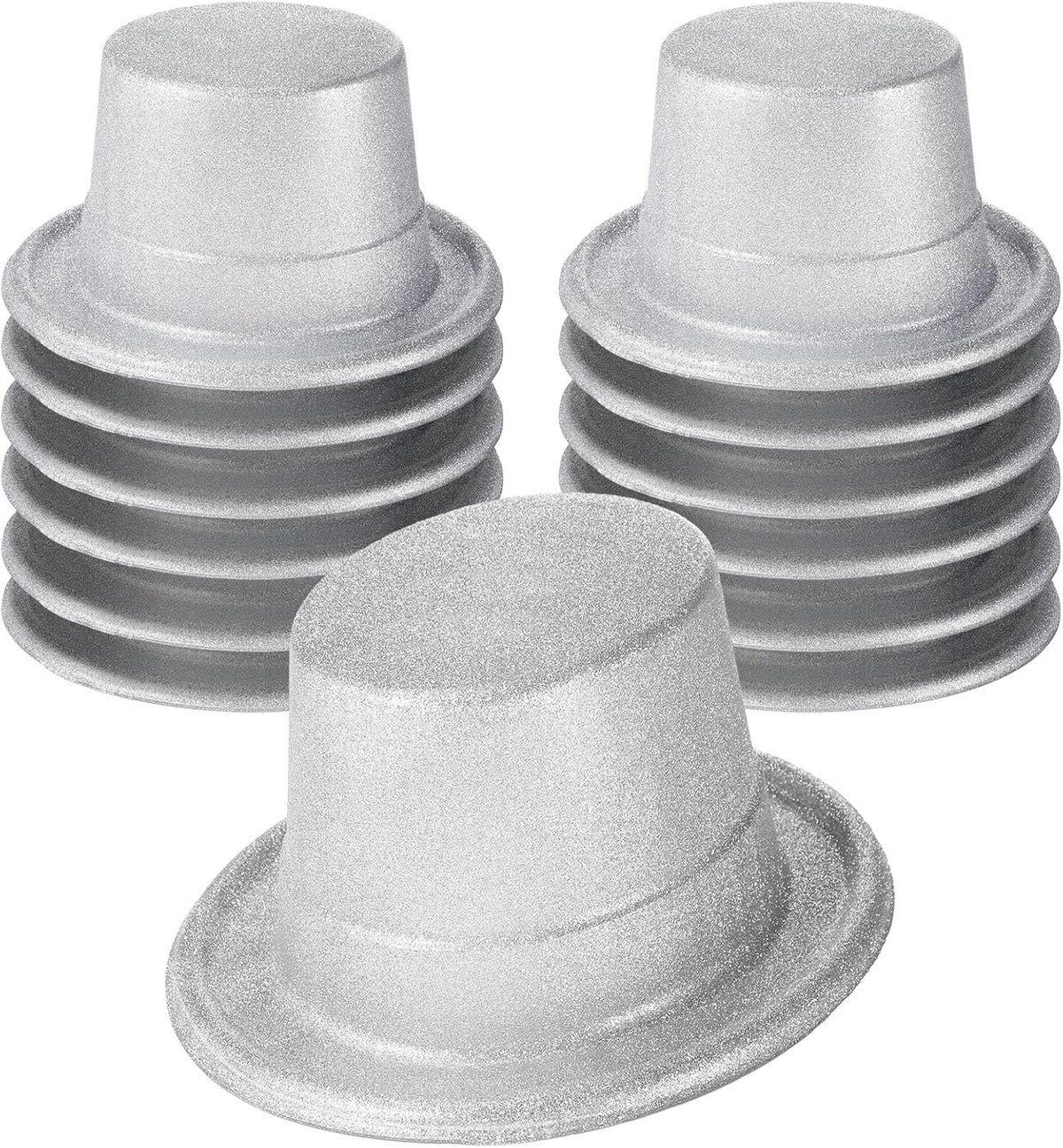 Hillban 12 Pcs Top Hats Halloween Glitter Plastic Retro Disco Party Hats for Halloween Magician