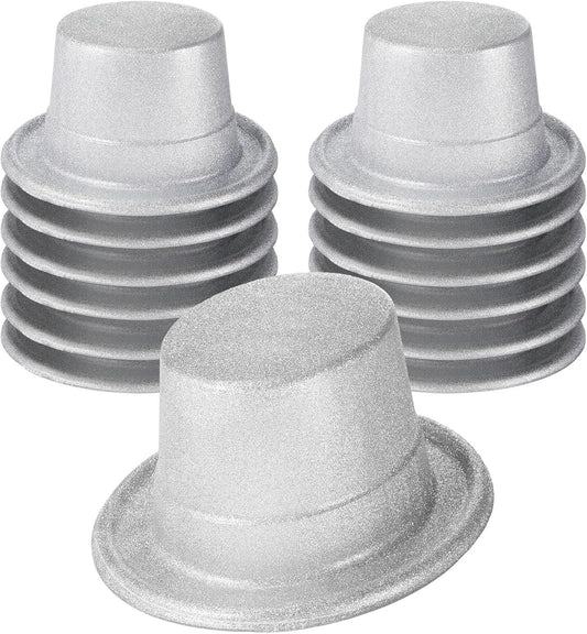 Hillban 12 Pcs Top Hats Halloween Glitter Plastic Retro Disco Party Hats for Halloween Magician