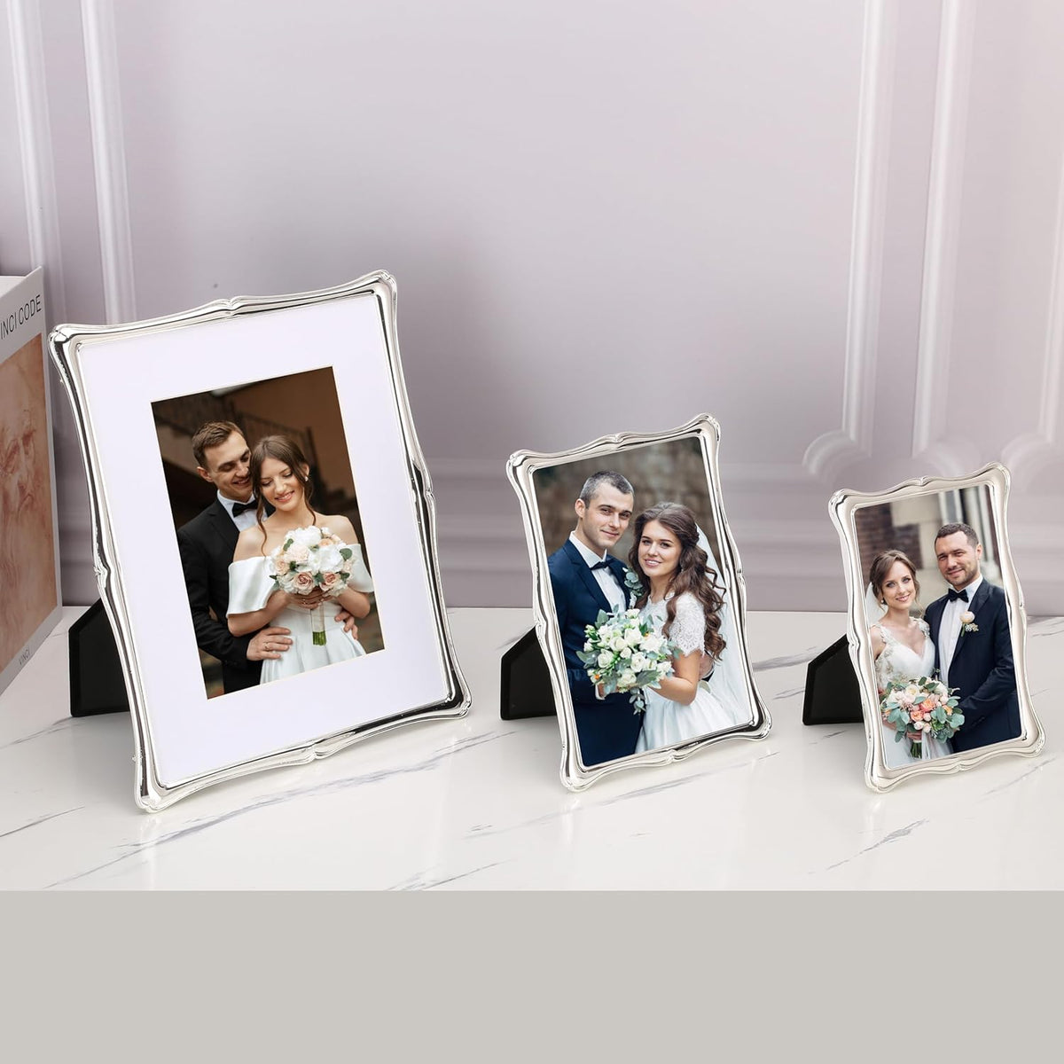 4 x 6'' Premium Alloy Silver Photo Frame - Luxury Display with Real Glass and Velvet Backing,Hi End