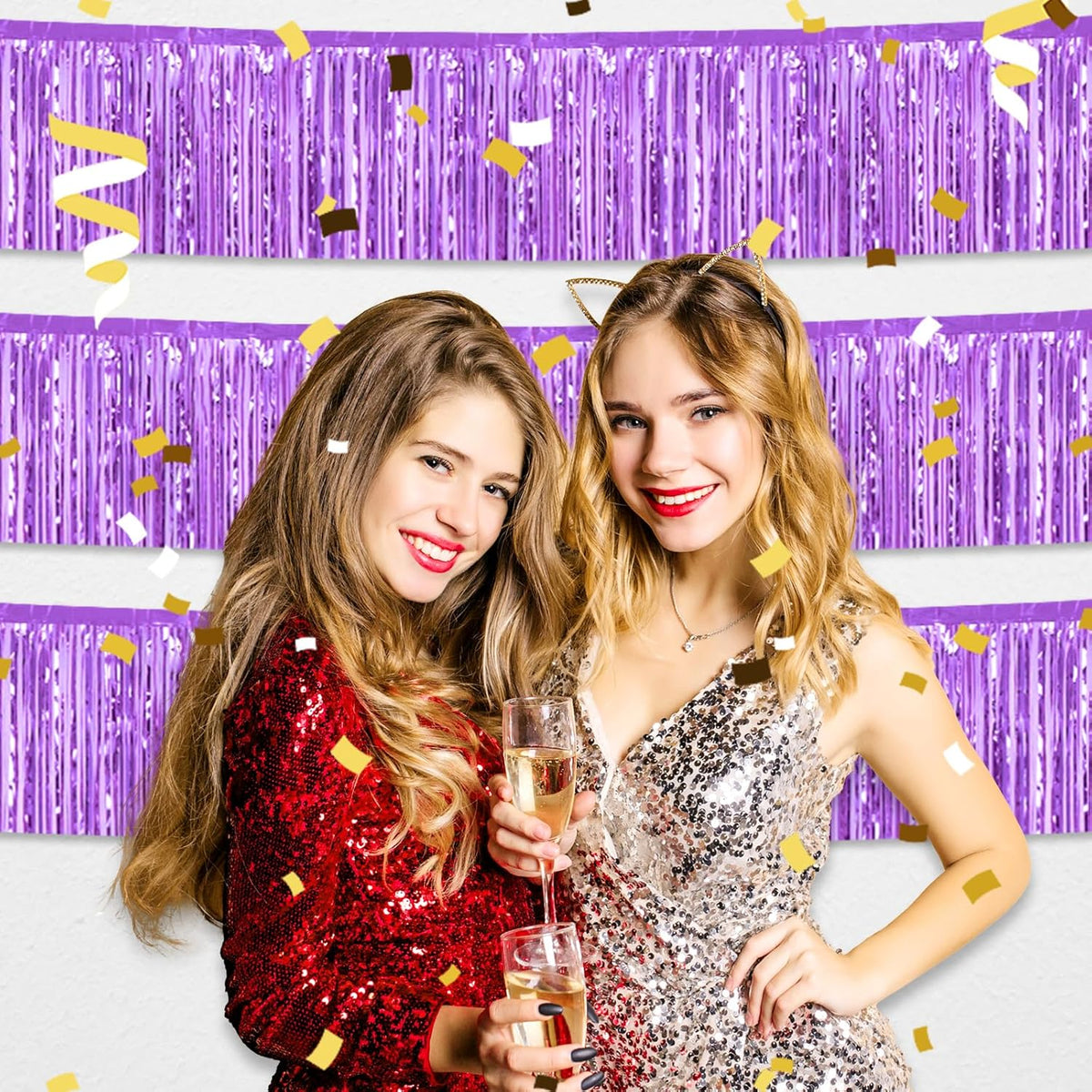 6 Pack 10 Feet Light Purple Foil Fringe Garland Metallic Tinsel Streamers Banner Wall Hanging