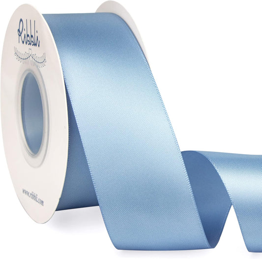 Ribbli Dusty Blue Satin Ribbon,Double Faced Satin 1-1/2 inch x Continuous 25 Yards,Use for Bows