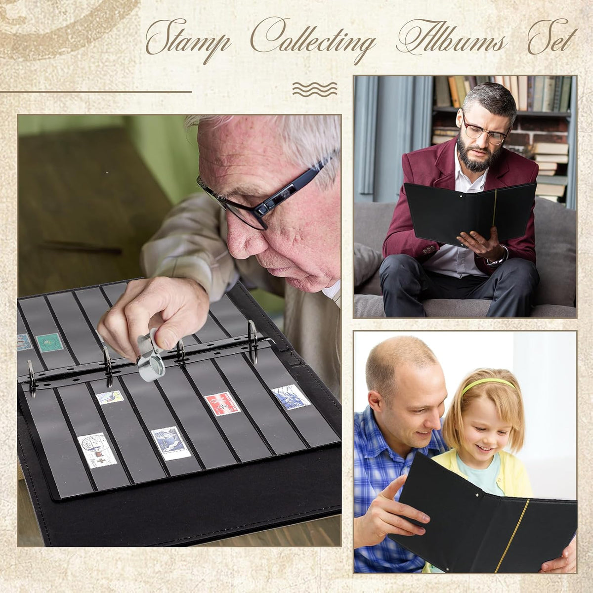 Lewtemi Stamp Collecting Albums Set Stamp Collection Book Include 20 Pages Album Binder Tweezer and