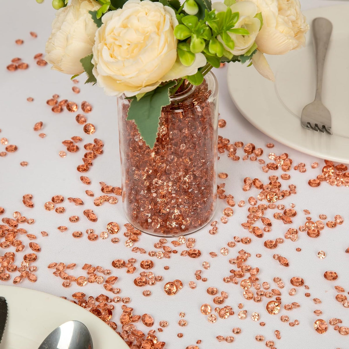 Vase Fillers for Centerpieces Home Deco,8700 Pieces Rose Gold Diamond Table Confetti,Fake Plastic