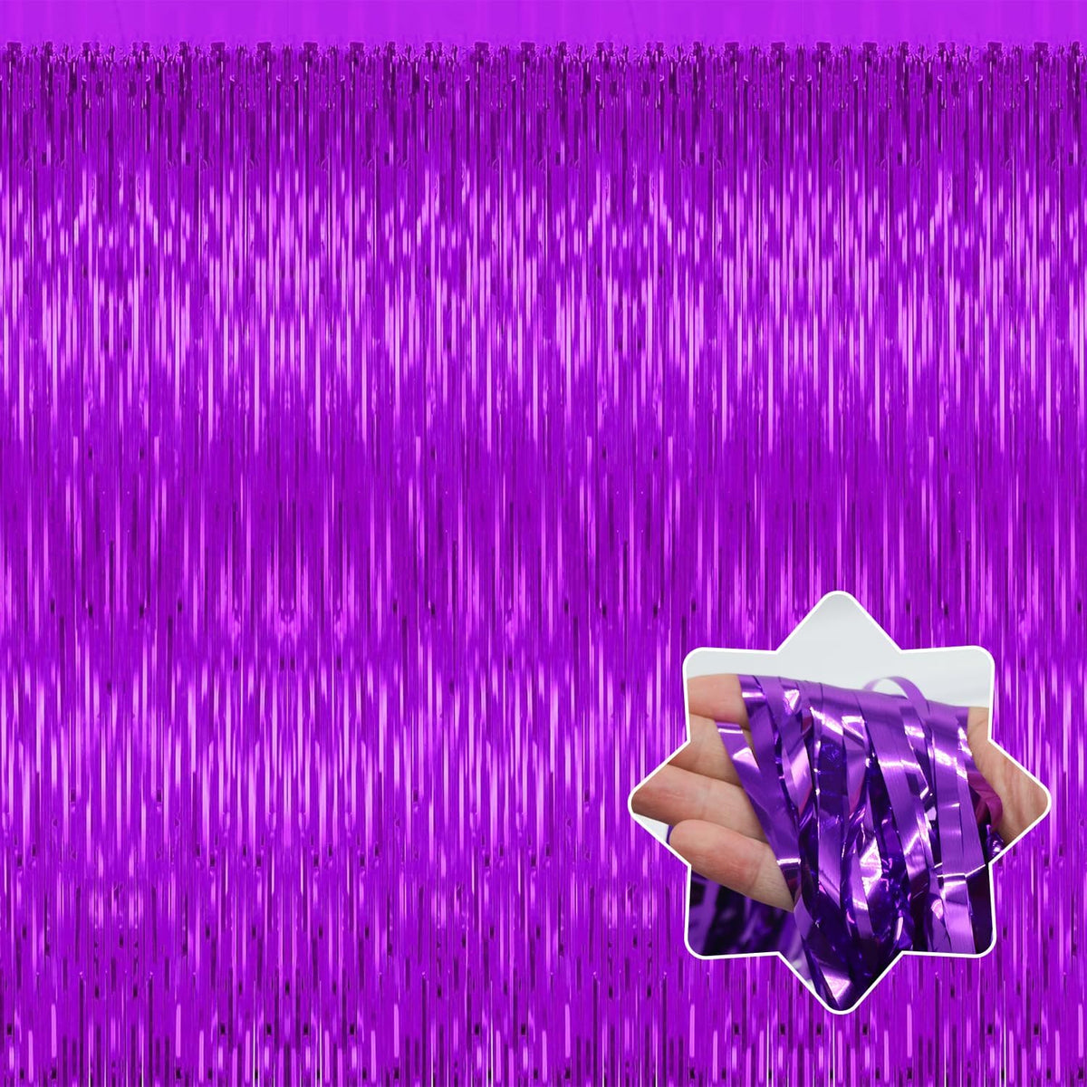 5 Pack Purple Backdrop Tinsel Streamers Foil Fringe Backdrop Halloween Party Decorations Purple