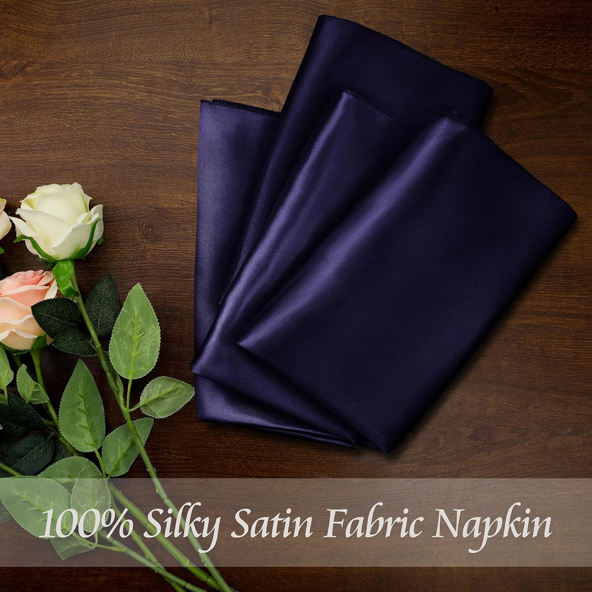 Manyshofu 60 Pieces Purple Satin Napkins - 20x20 Inches Cloth Napkins, Square Satin Fabric Napkins