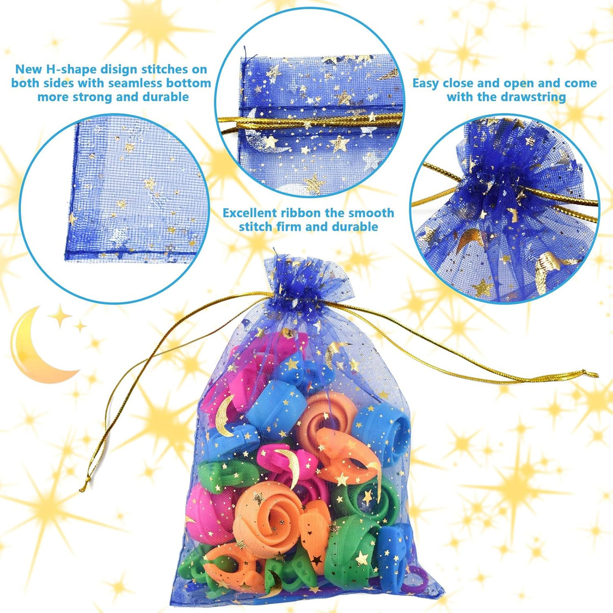 SHRJ 100pcs 10 Colors Organza Sheer Bags with Drawstring for Wedding, Valentine, Halloween