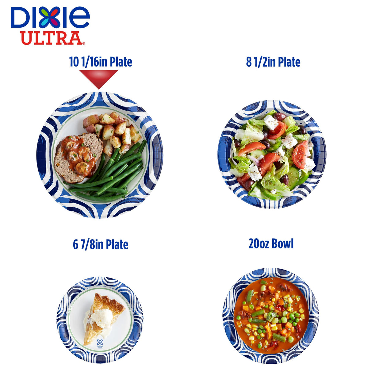 Dixie Ultra, Large Paper Plates, 10 Inch, 100 Count, 3X Stronger*, Heavy Duty, Microwave-Safe