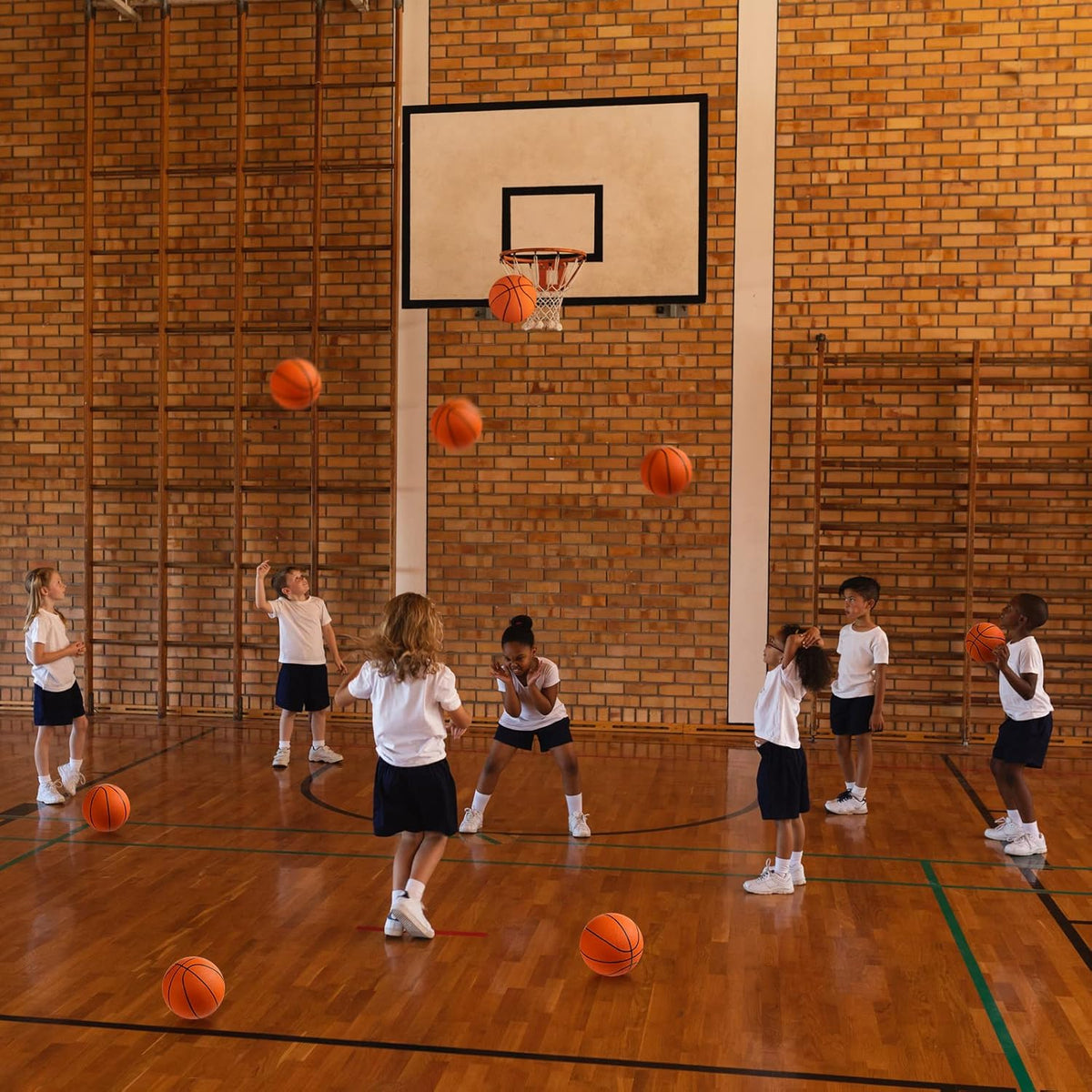 12 Pcs Mini Rubber Basketballs with Air Pump Set 7 Inch Mini Hoop Basketball Small Junior Size 3