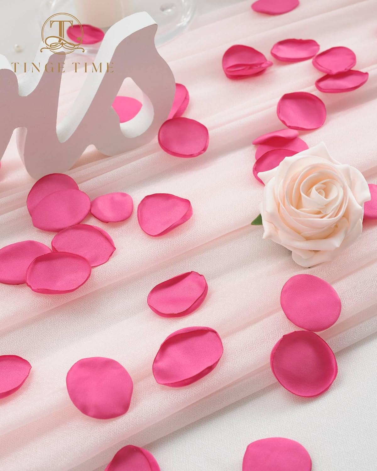 TINGE TIME Silk Flower Petals for Wedding Decoration - 200pcs Fake Rose Petals for Bridal Showers &