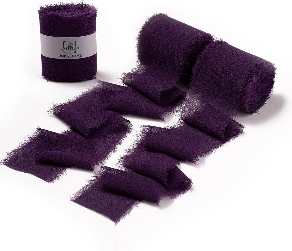 DORIS HOME Plum Chiffon Ribbon for Flower Bouquet, 2" x21Yd Fabric Ribbon for Gift Wrapping