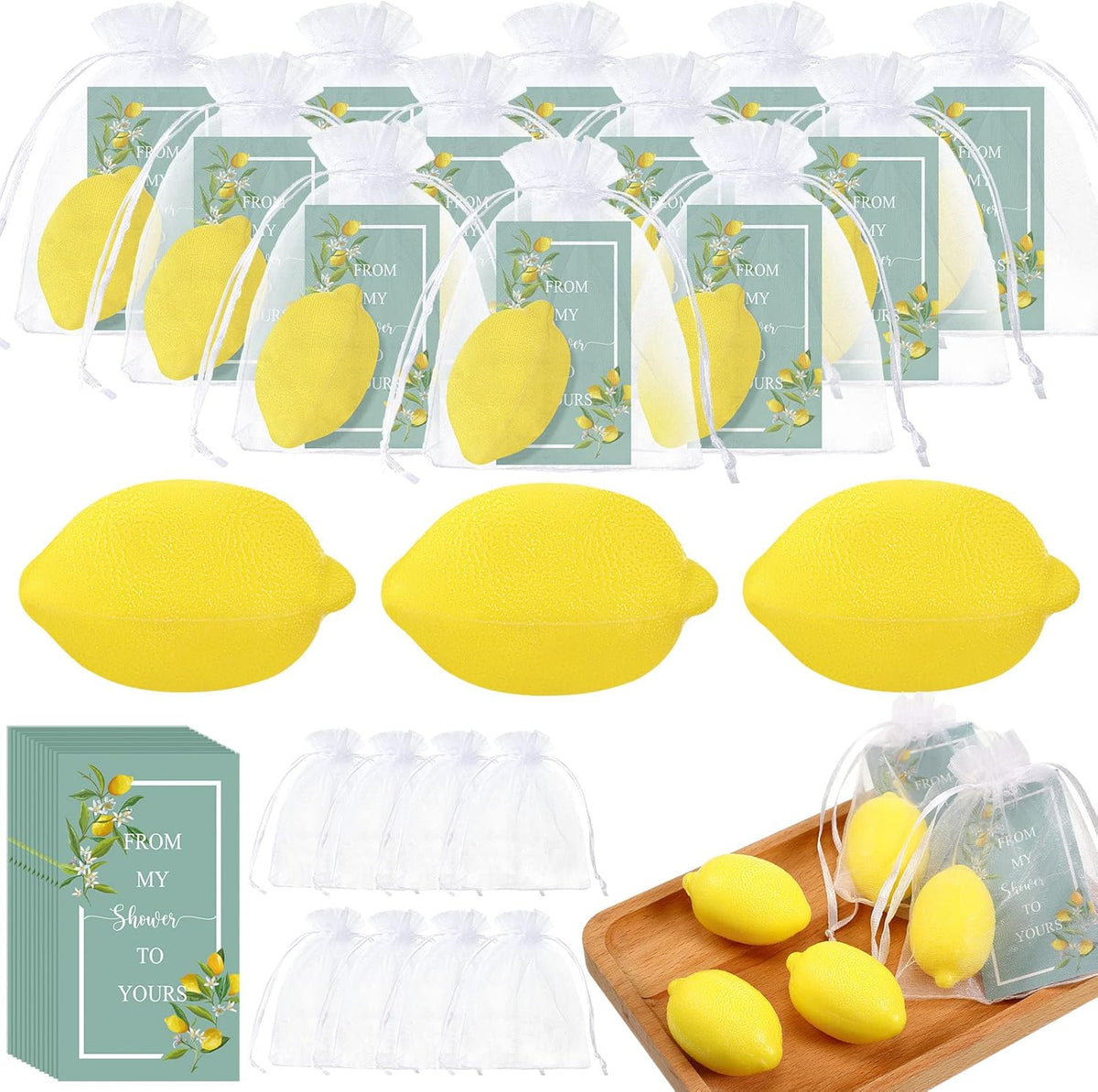 Lounsweer Set of 50 Wedding Lemon Soap Favors Mini Bridal Shower Favors Natural Lemon Shaped Soap