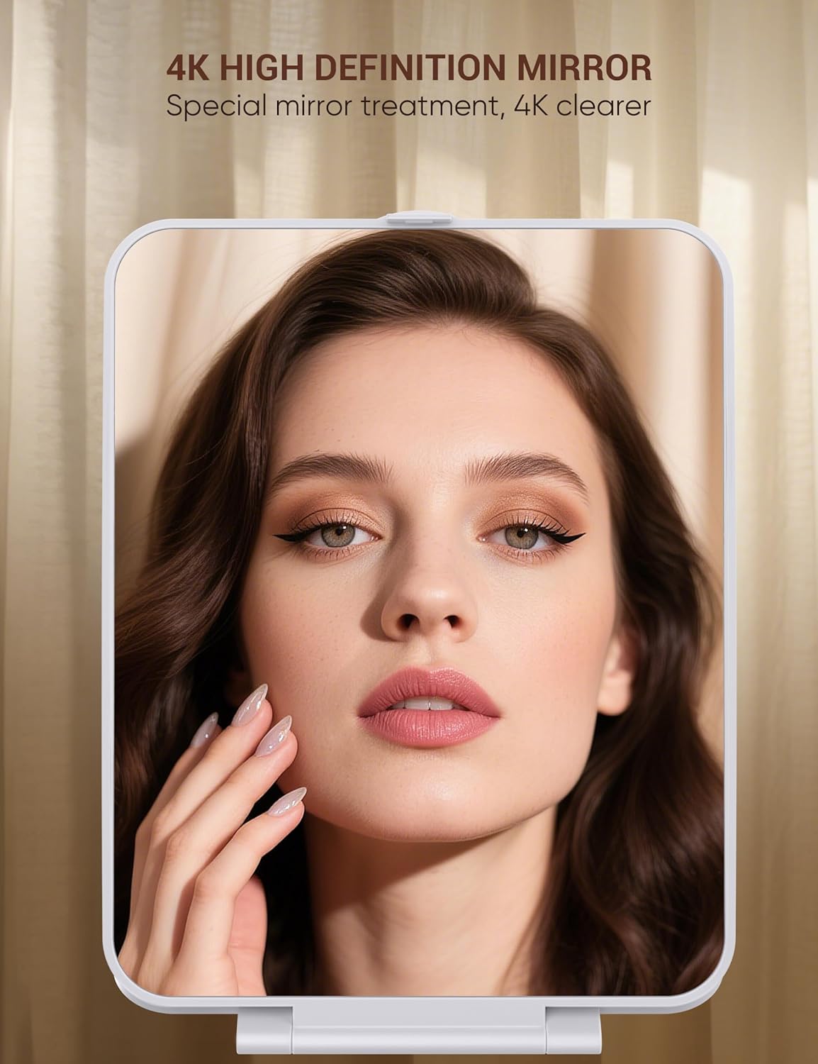 Travel Makeup Mirror with 1X/10X Magnifying, Portable Folding Make Up Tabletop Mirror for Office