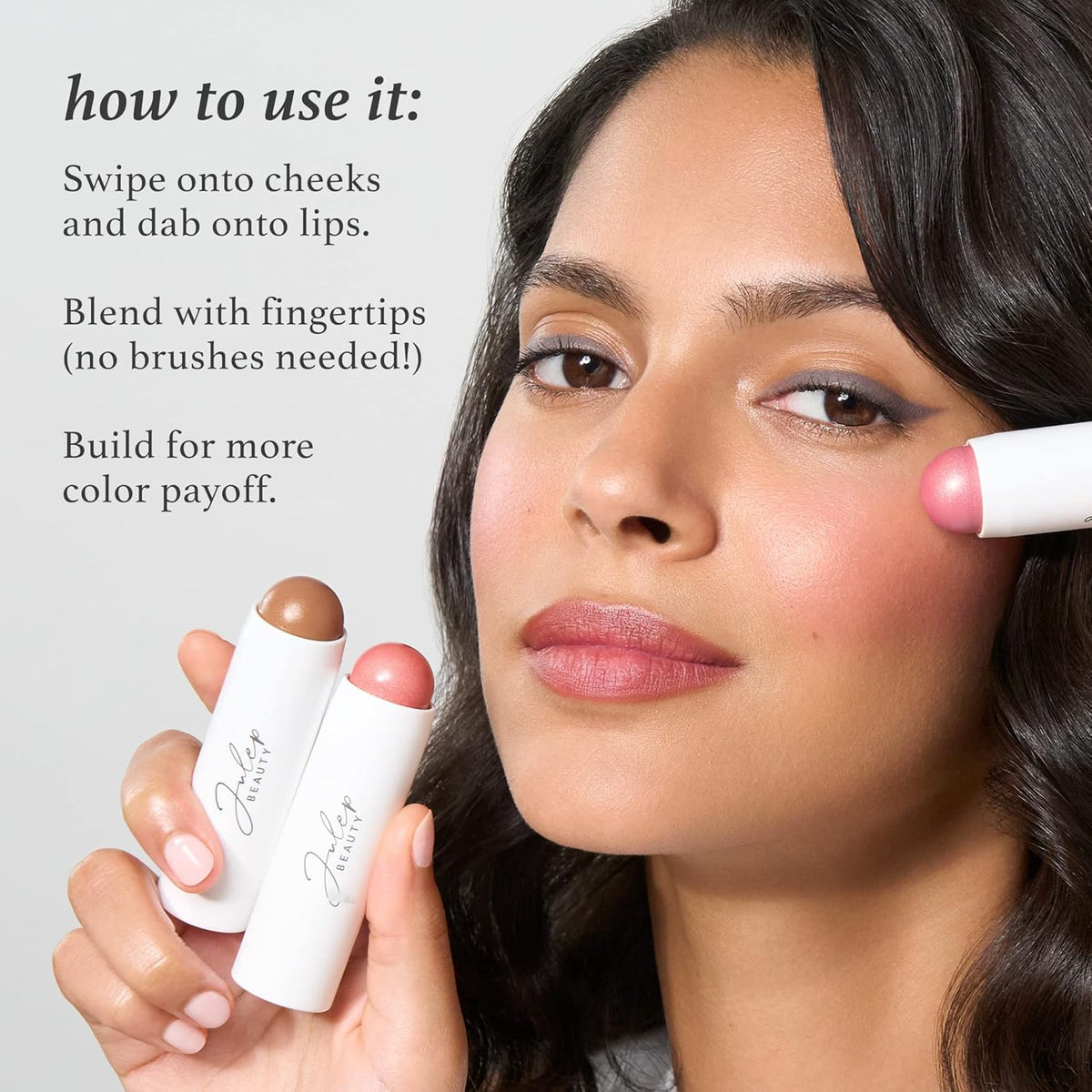 Julep Skip The Brush Cream to Powder Blush Stick - Golden Guava - Blendable and Buildable Color