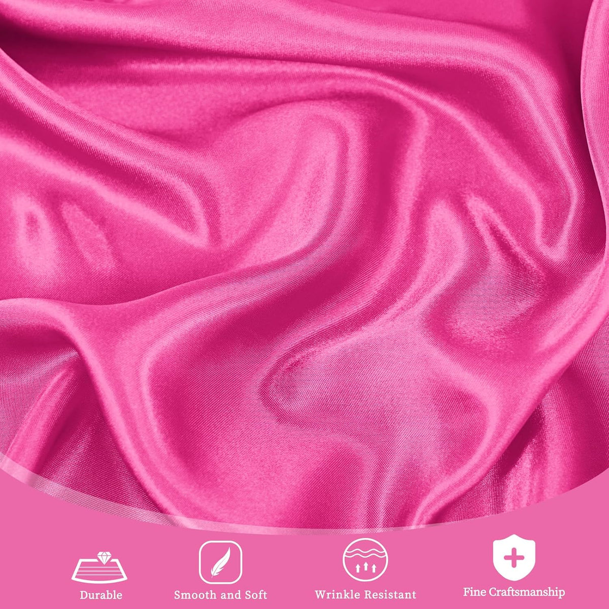 fani 6 Pack 120 Inch Hot Pink Satin Tablecloth - Silky Round Tablecloth Overlay Smooth Fabric Table