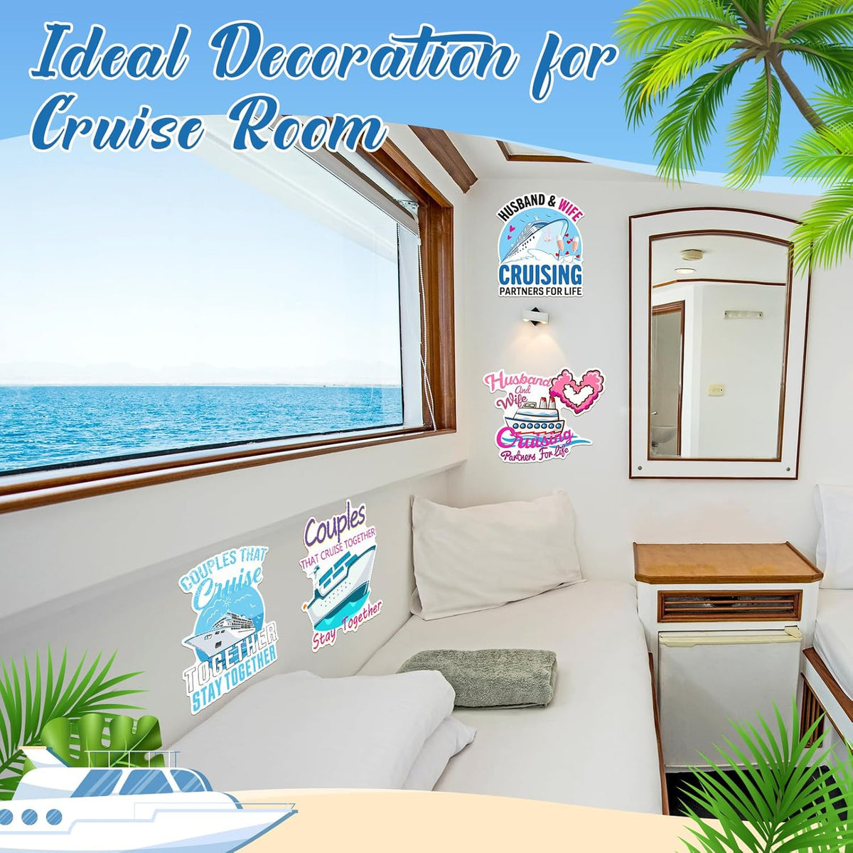 Hoteam 4 Pcs Couples Cruise Door Decorations Magnetic Husband and Wife Cruise Ship Door Funny