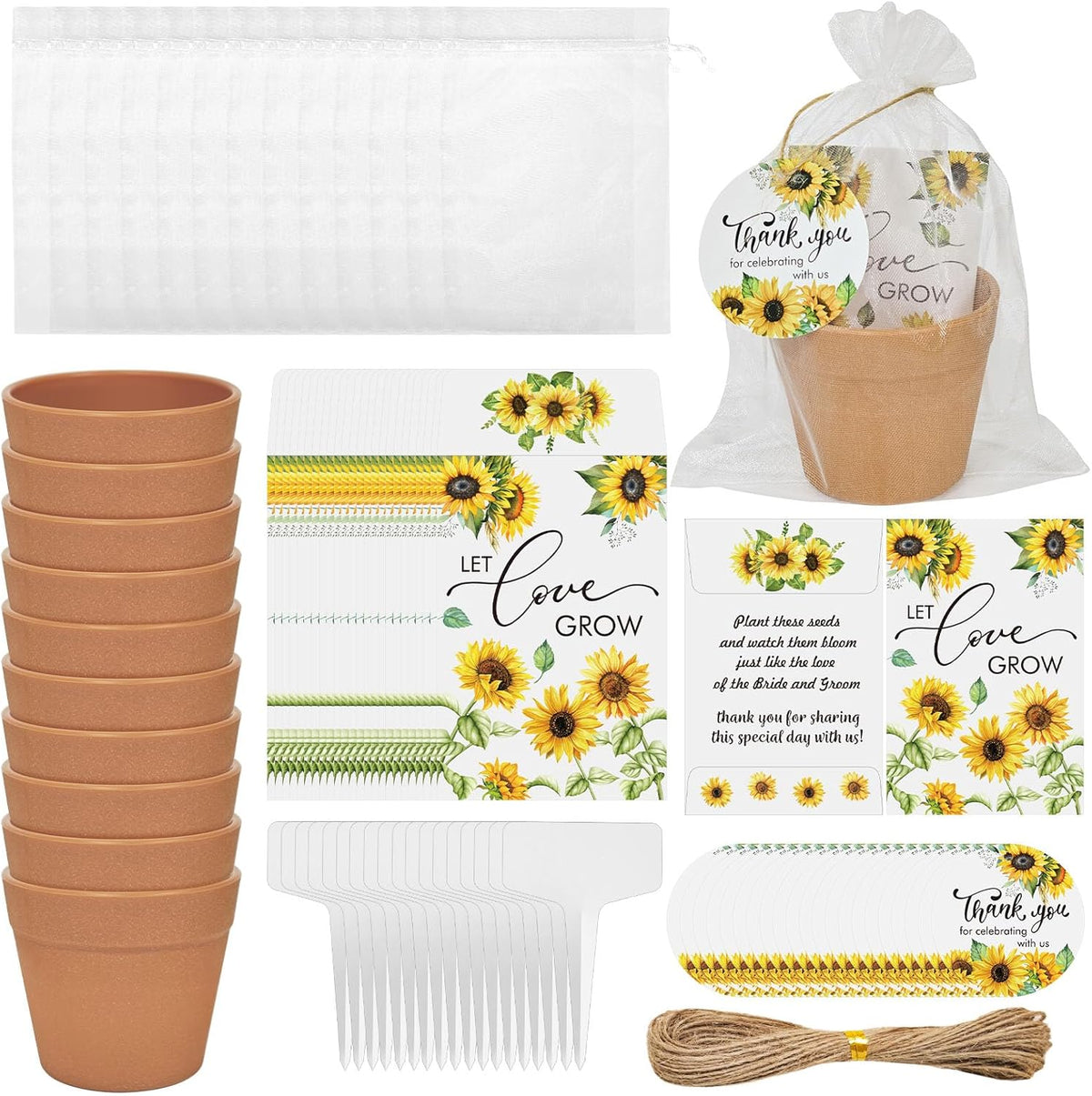 Cinrobiye 50 Sets Let Love Grow Wedding Favors for Guests Seed Packet Bags (Seed Not Include) with