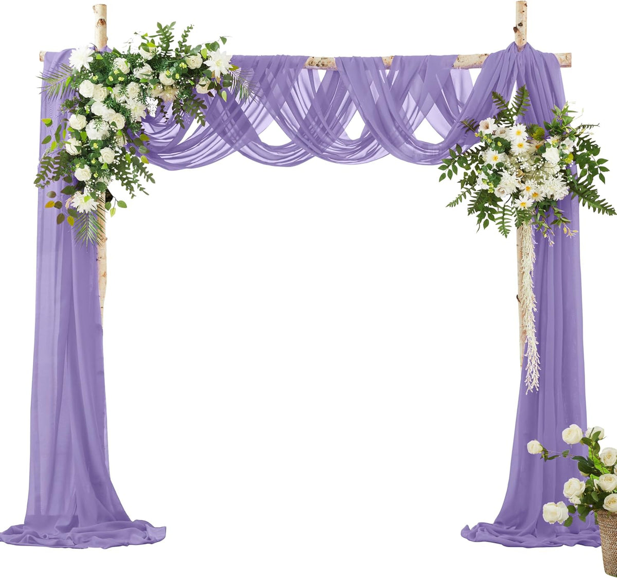 VACVELT Wedding Arch Draping Fabric, Lilac Chiffon, 2 Panels Sheer Drapes, 30 Inch x 20ft Chiffon