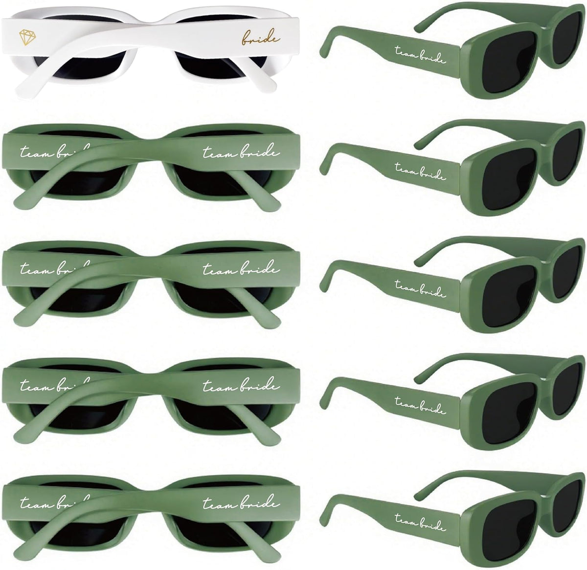 Bride's Babes Bachelorette Sunglasses, Bridesmaid Sunglasses,10 Pack Rectangle Team Bride glasses