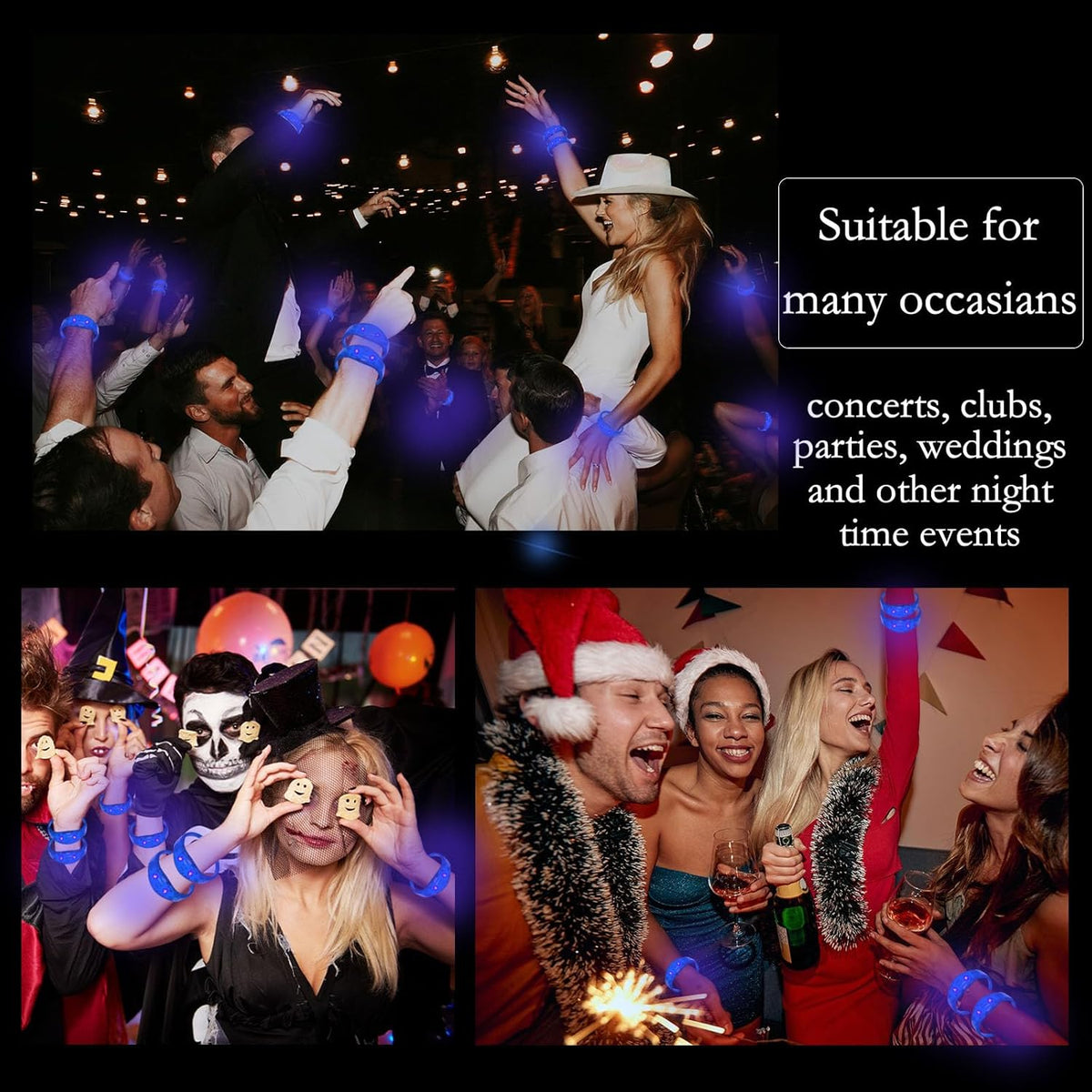 100 Pcs LED Bracelets Sound Activated with Flashing LED Strobe Music Control Light Up Bracelets for