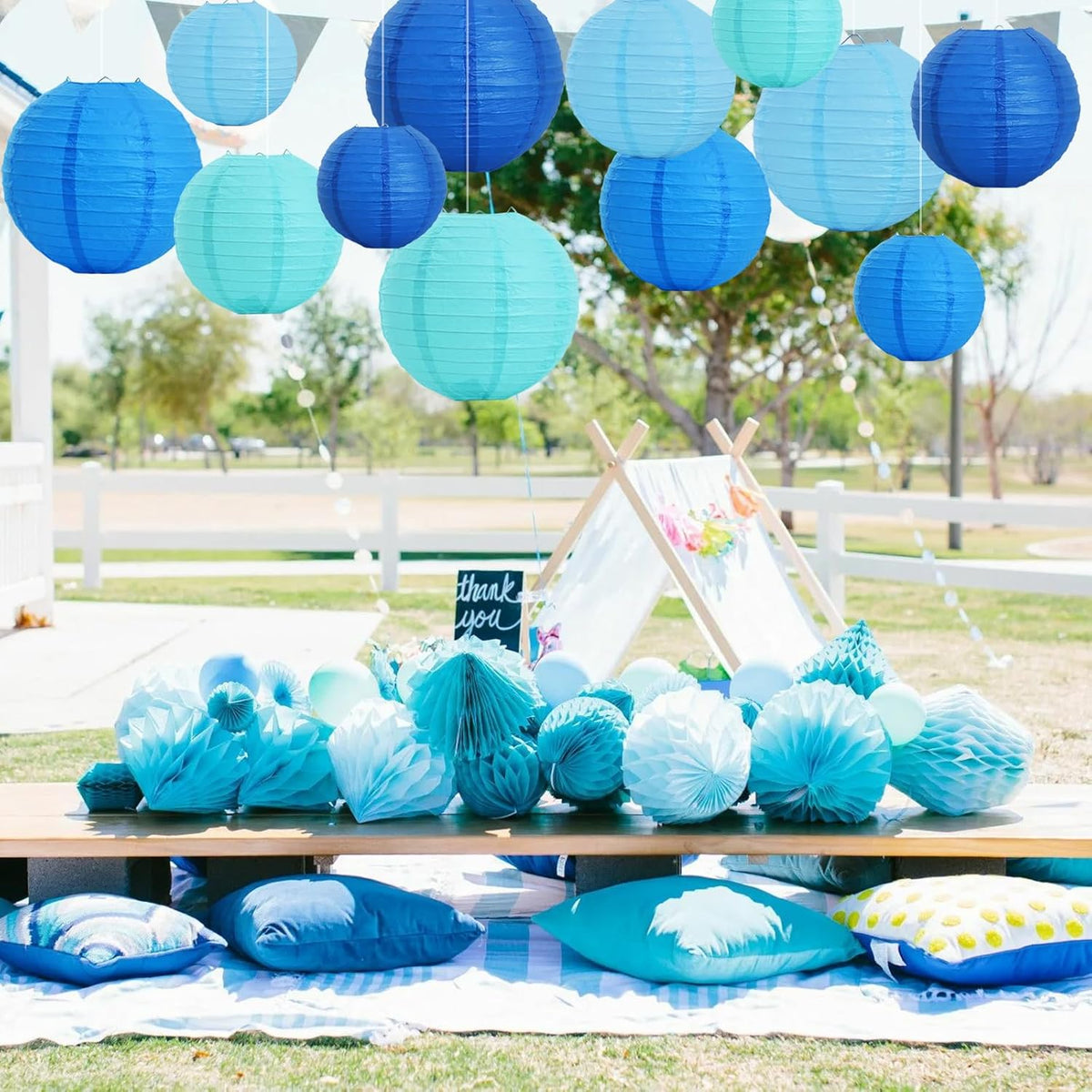 BEISHIDA 16 Pcs Sea Mix Paper Lanterns,Hanging Decorative Chinese Japanese Round Paper Lantern Lamp