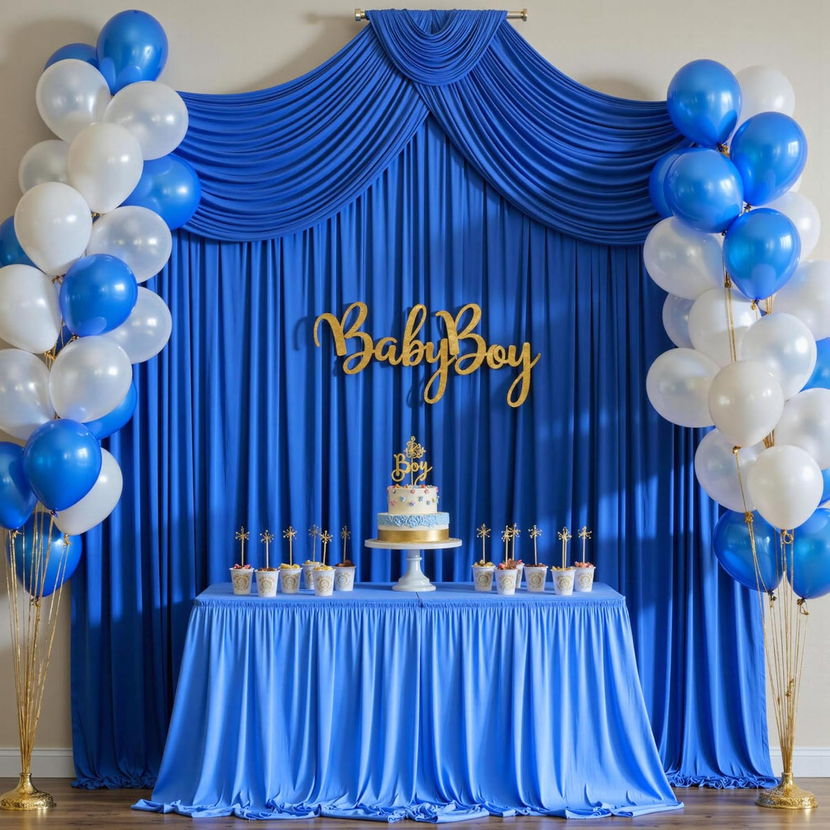 30ft x 10ft Wrinkle Free Royal Blue Backdrop Curtain for Party, Polyester Royal Blue Photo Backdrop