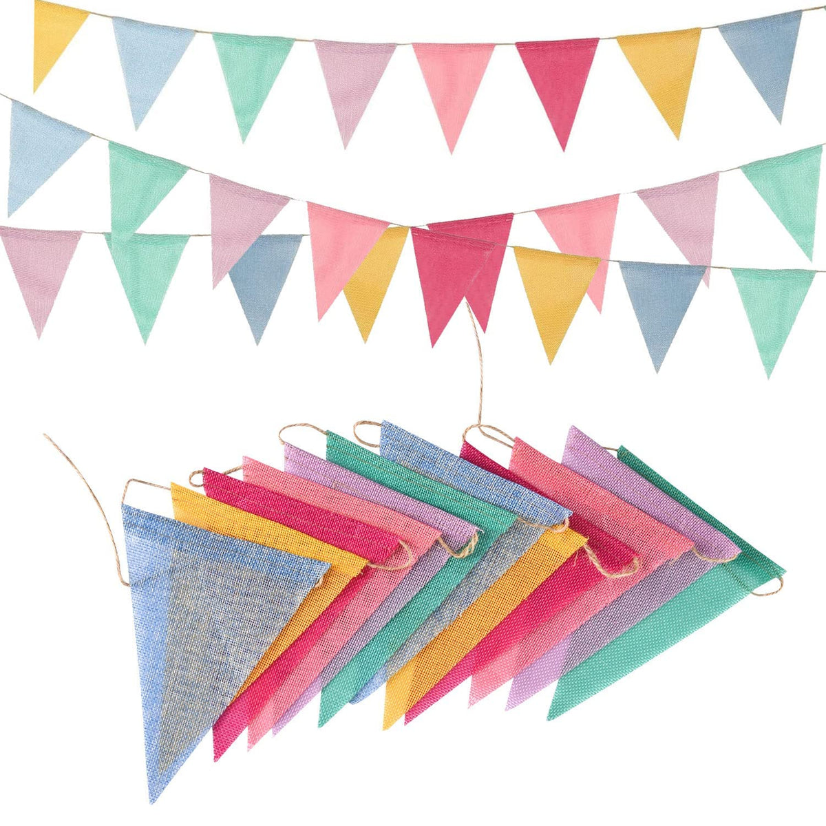 Pennant Banner Flags Pastel - GREATRIL Colorful Triangle Banners for Birthday Easter Classroom