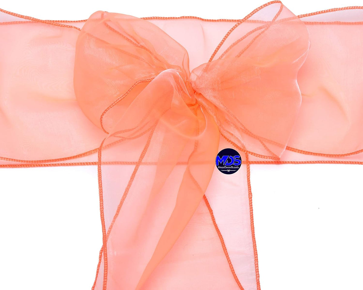 MDS Pack of 100 PCS Organza Chair Sashes Wider Dining Chair Bows Ribbon Tie Back for Wedding Party