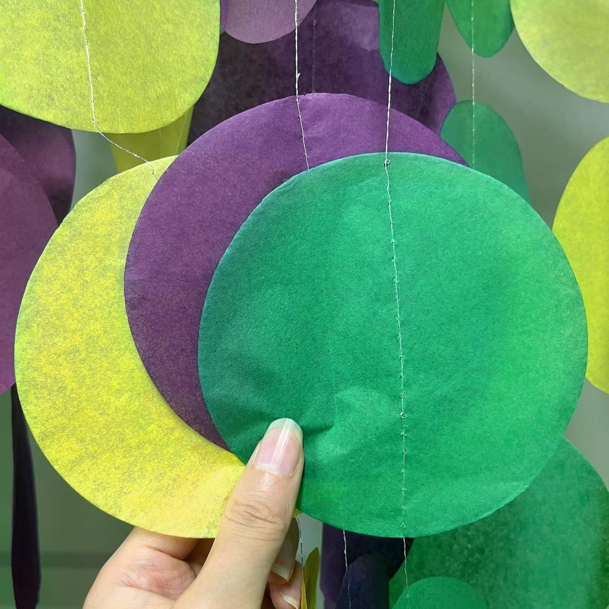 205 Ft Mardi Gras Party Decorations Purple Green Yellow Circle Dot Backdrop Garland Tissue Paper
