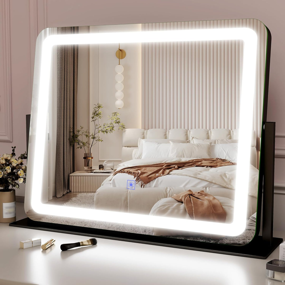 22x17 Inch Lighted Vanity Mirror with Dimmable LED Lights - 3 Color Modes, Smart Touch Control &