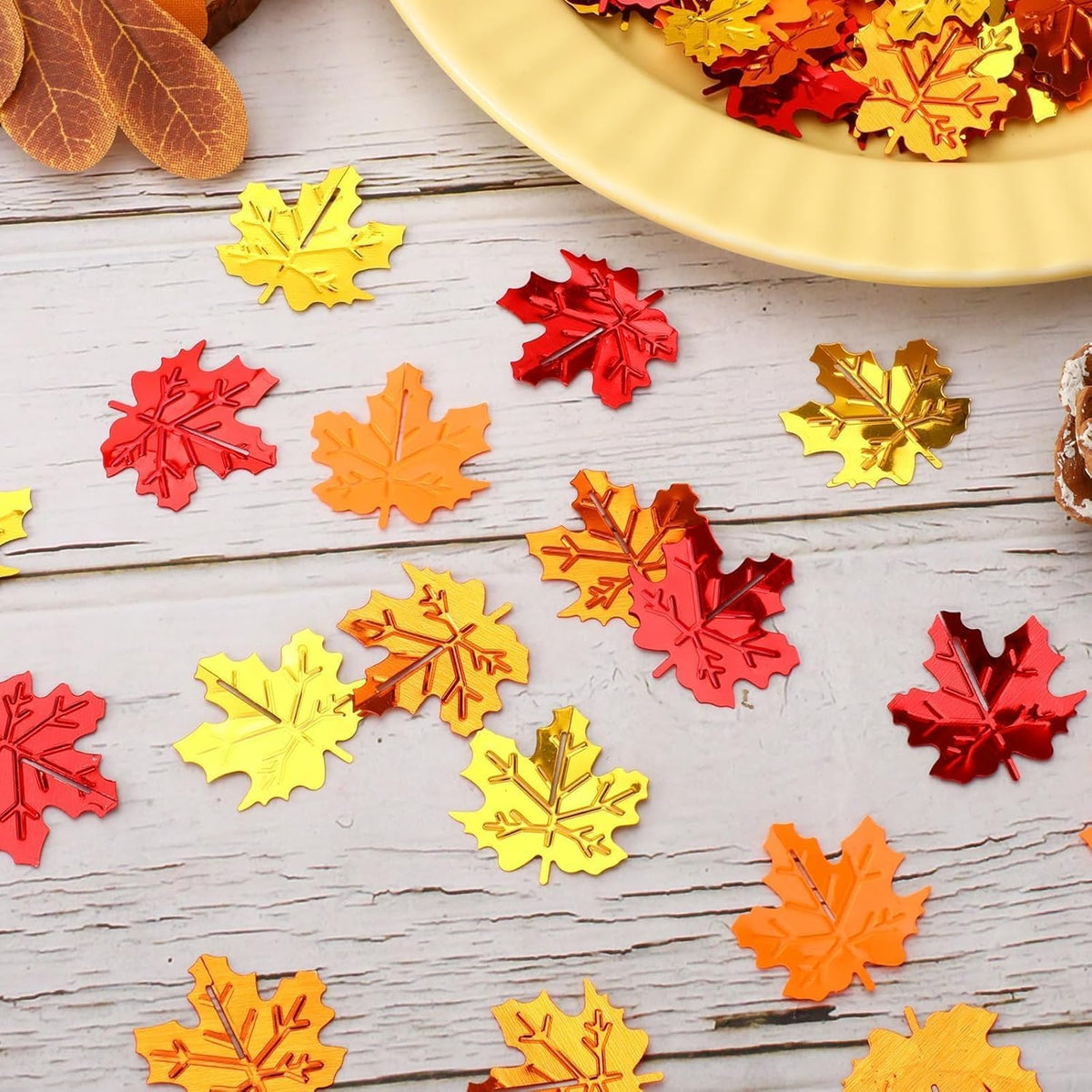 MARFOREVER Fall Maple Leaf Confetti, Thanksgiving Metallic Foil Confetti Autumn Colors Party
