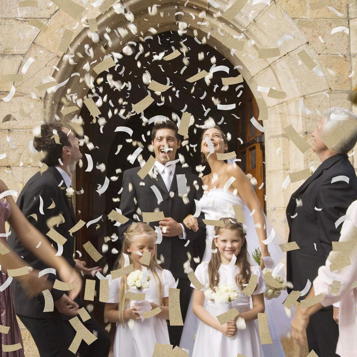 White Mix Gold Rice Confetti Cannon,6Pack Biodegradable Mulitcolor Confetti Poppers Party