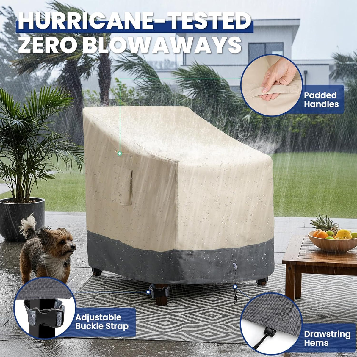 Extra Heavy Duty Patio Chair Covers Waterproof Up to 8000pa, 2 Pack Patio Furniture Covers for