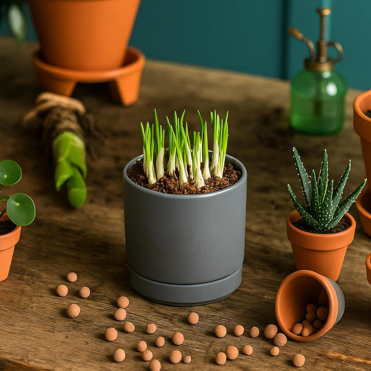 D'vine Dev Set of 4 Small Ceramic Plant Pots, 3.5 Inch Succulent Planter Pot for Plants with