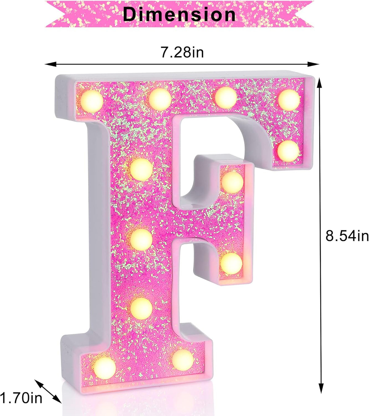 Foaky Pink Light up Letters，Pink Party Decorations,Girls Room Decor,Glitter Light Up