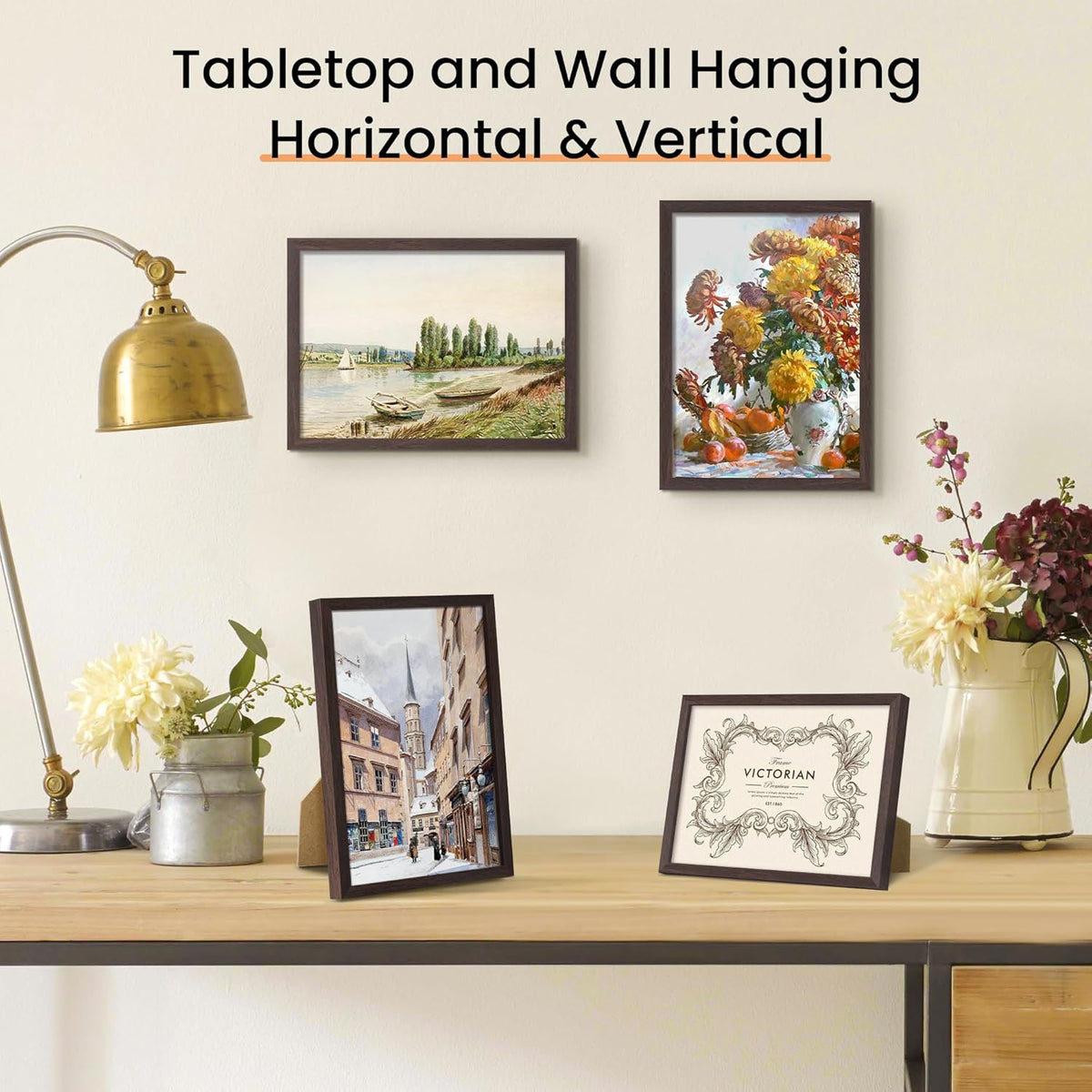 upsimples 5x7 Picture Frame Set of 3, Made of High Definition Glass for 5 x 7, Wall and Tabletop
