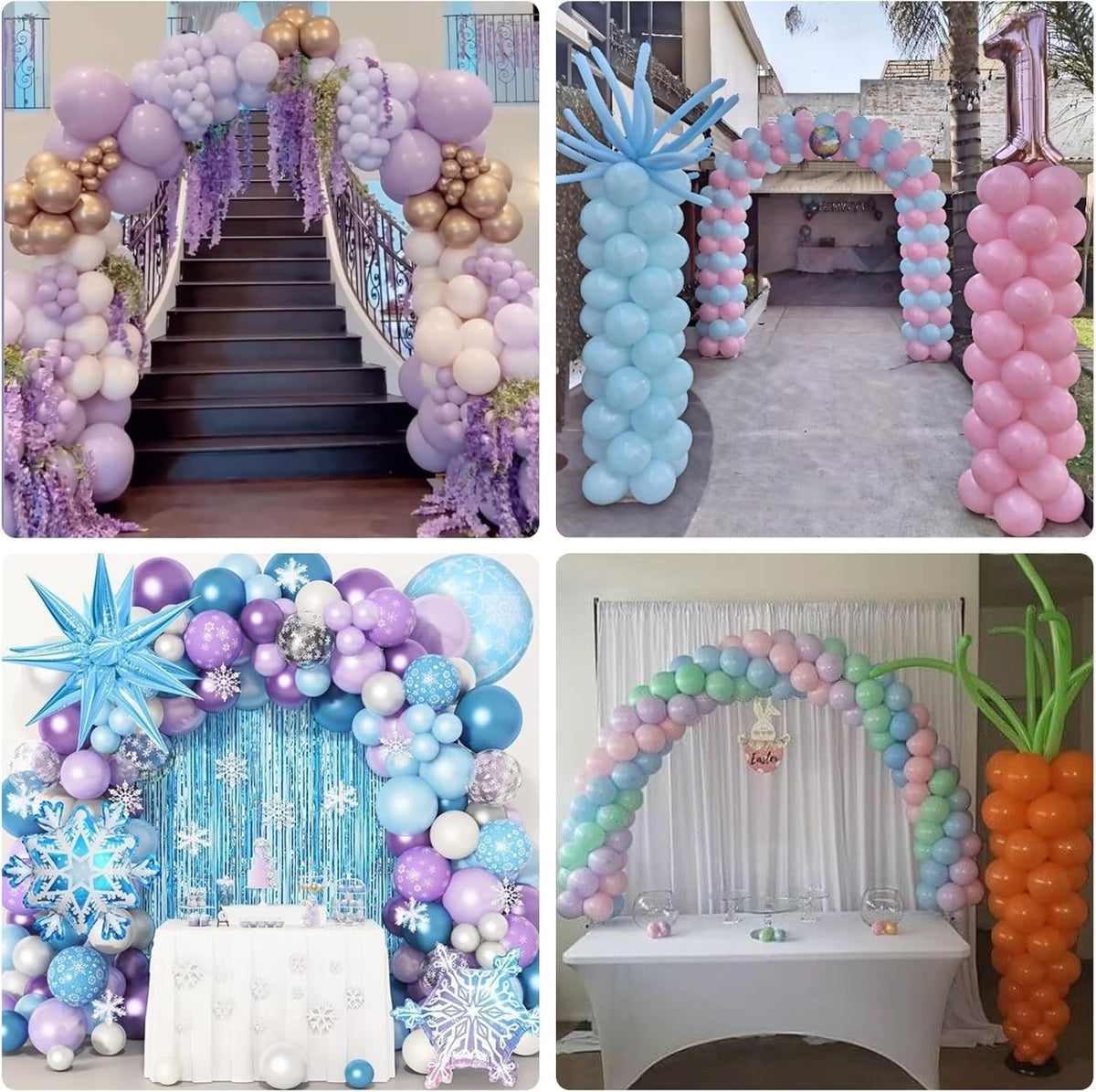 YALLOVE Balloon Clips, 150 Pack Balloon Quads for Balloon Stand, Balloon Holder for Birthday Baby