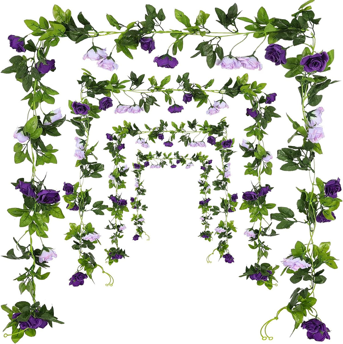 JUSTOYOU 2 Pack (15.8FT) Fake Rose Garland, Artificial Roses Vines Flower Garland Hanging Floral