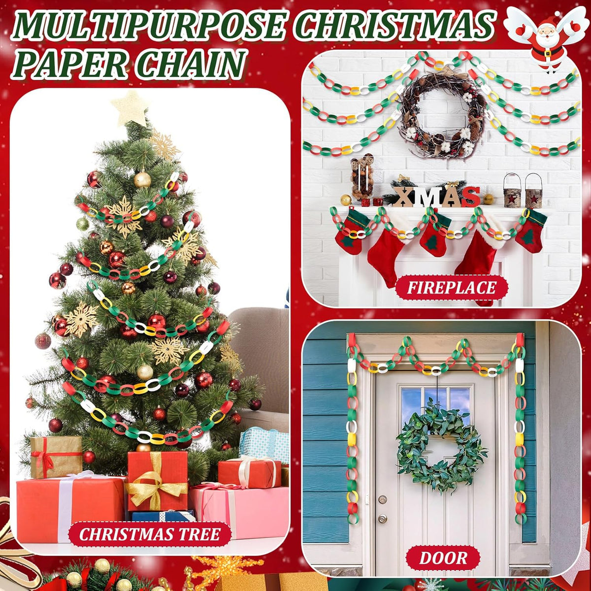 Lincia 600 Sheet Halloween Paper Chain Garland, Construction DIY Crafts Chain Strip for Fall