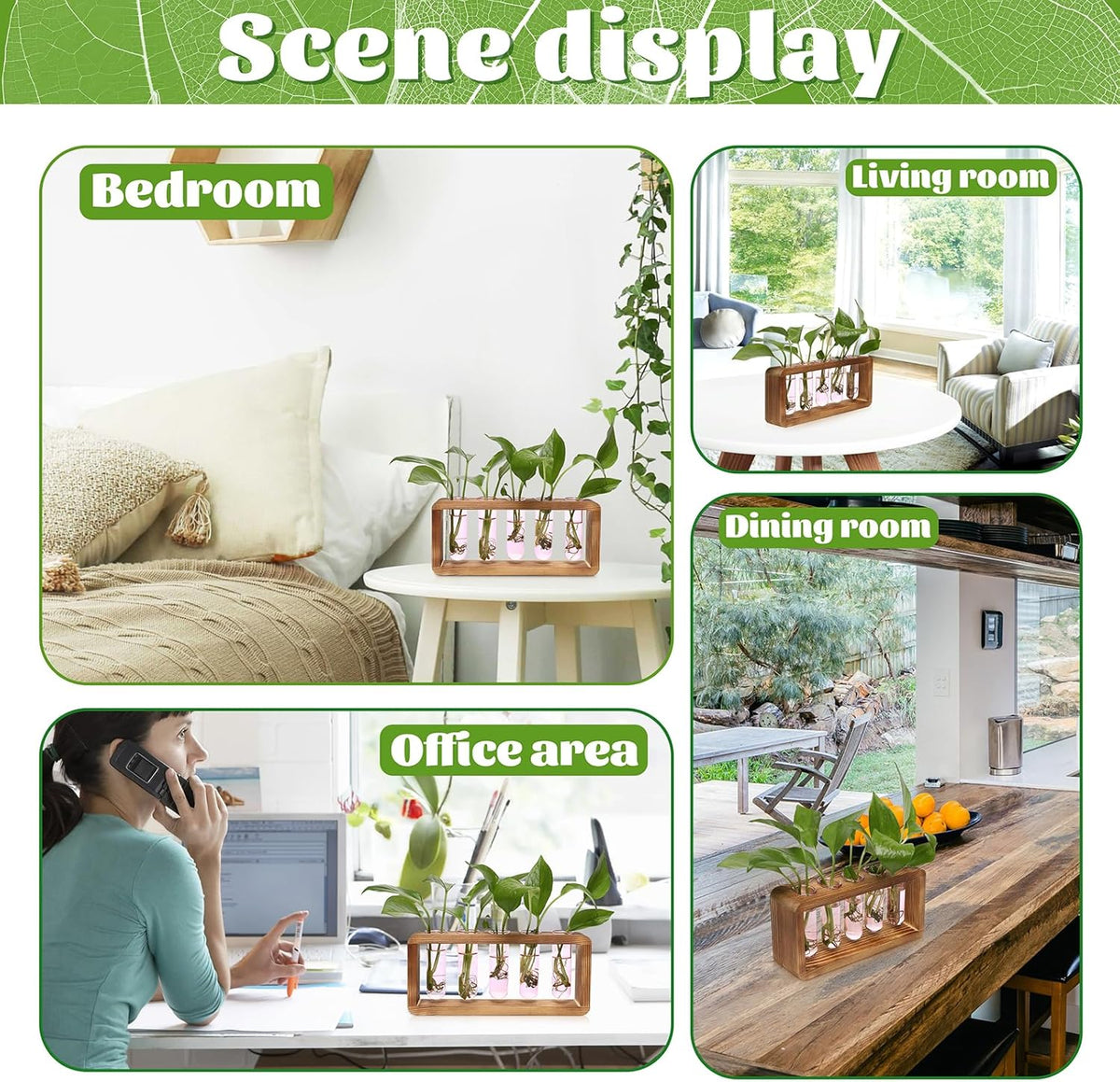 Glass Plant Propagation Station with 5 Test Tubes Colorful Planter Vase Birthday Gifts for Women in