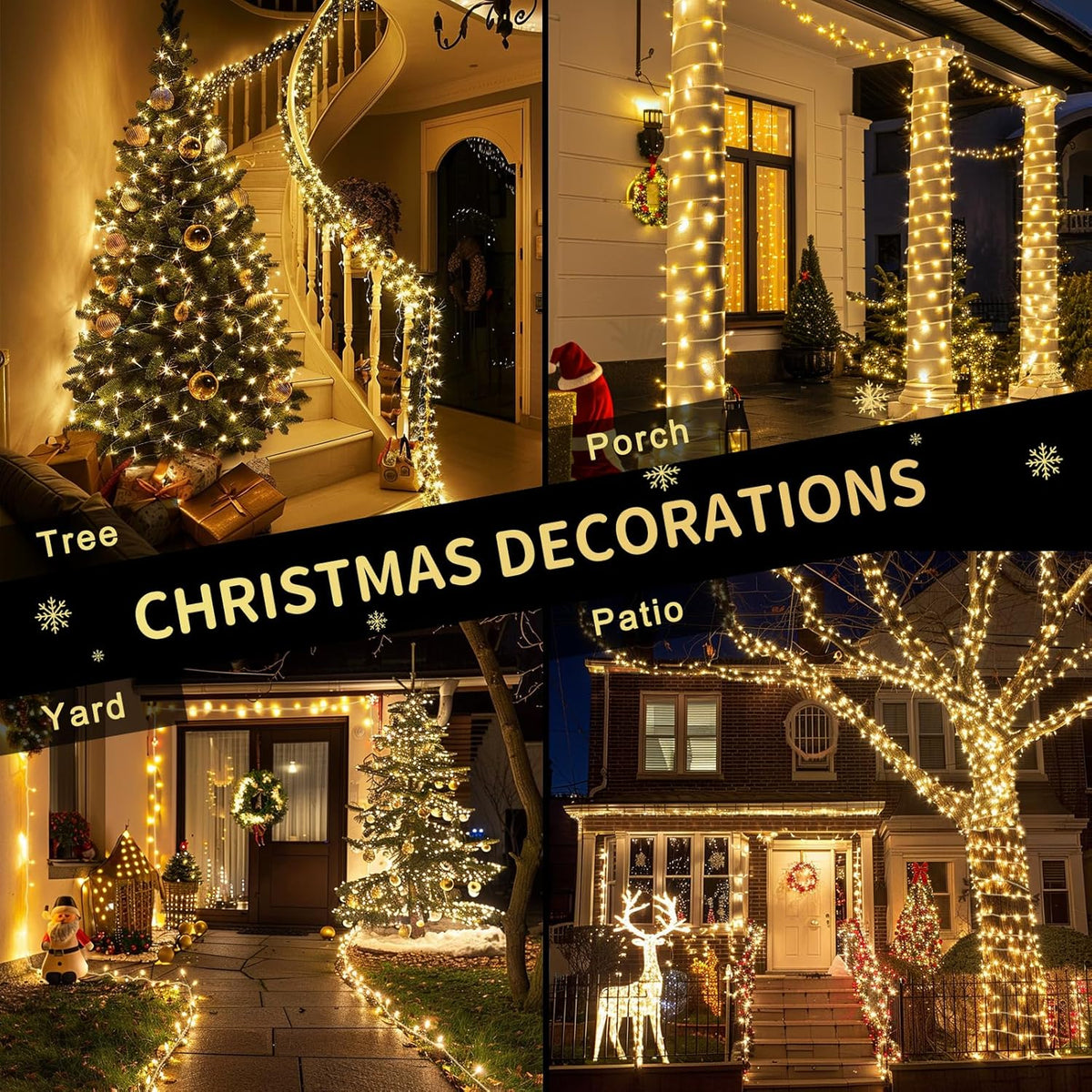 JMEXSUSS 1200 LED Warm White Christmas String Light Outdoor Indoor,Christmas Tree Lights Clear