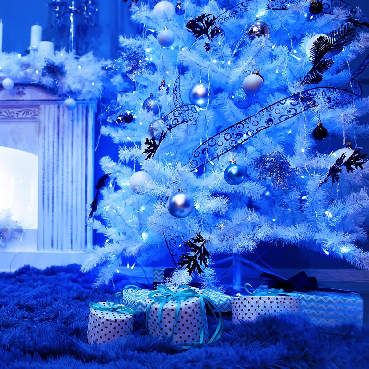 JMEXSUSS 163 FT 500 LED Blue Christmas Lights Outdoor, Waterproof Blue String Light Plug in, 8