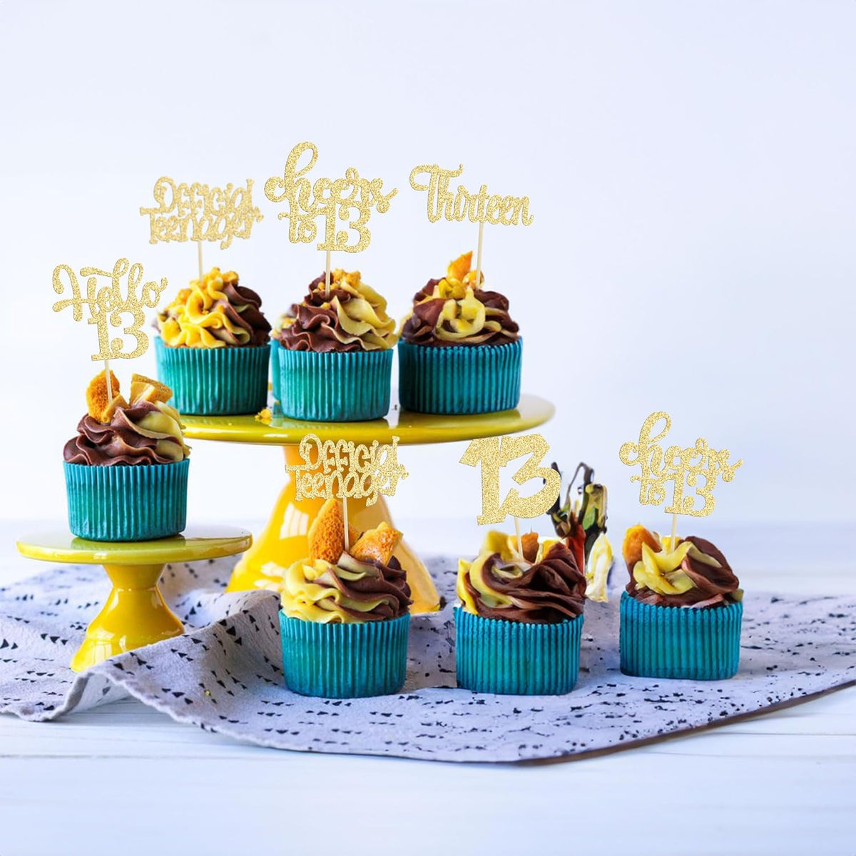 30Pcs 13th Birthday Cupcake Toppers Hello 13 Cupcake Picks Official Teenager Cheers to 13 Years Old