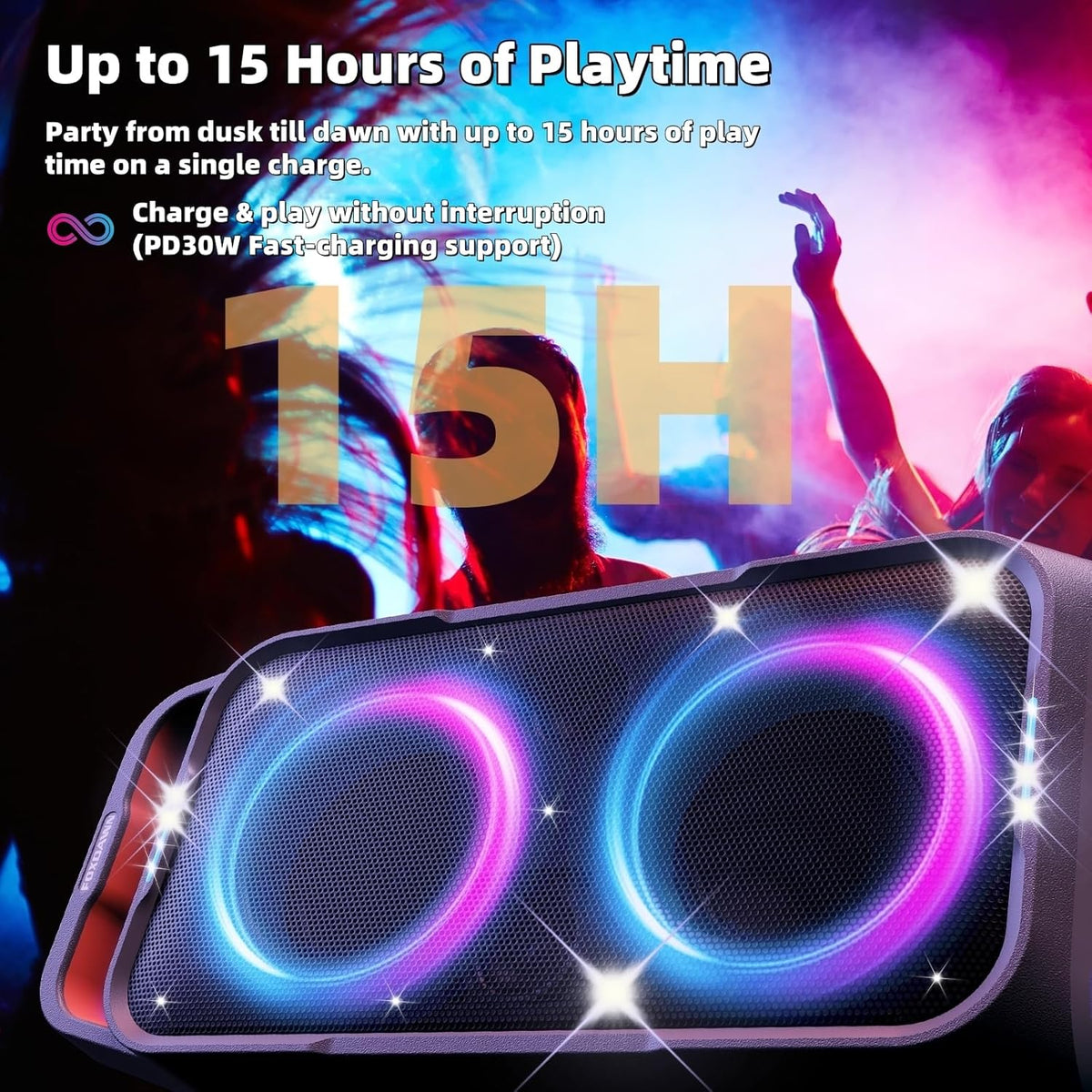 Portable Bluetooth Speaker: 240W Peak Powerful Loud Sound Deep Bass Wireless Boombox Large