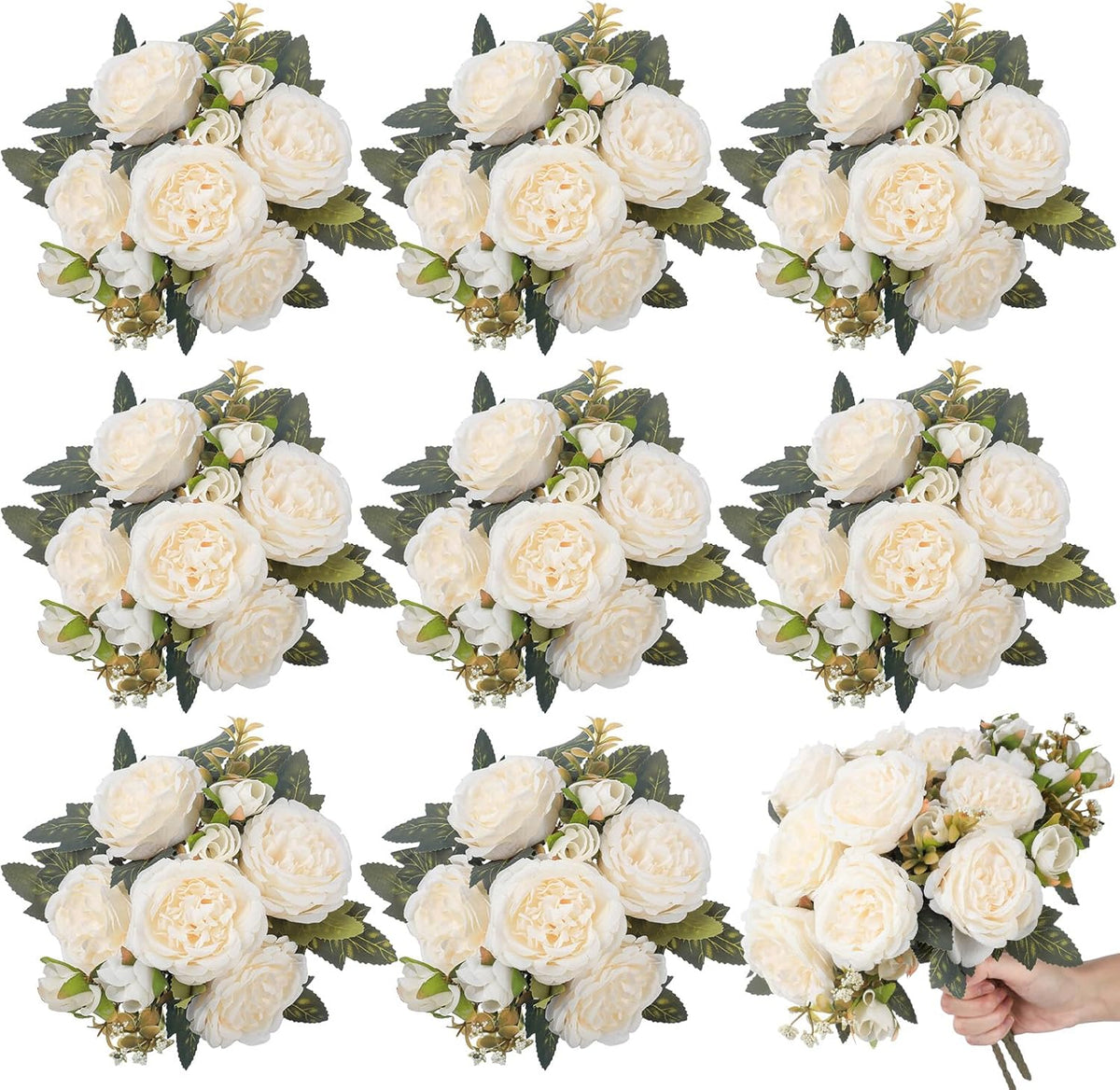 8 Bundles Artificial Peonies Flowers Boho Faux Flowers Arrangements Artificial Centerpiece Spring