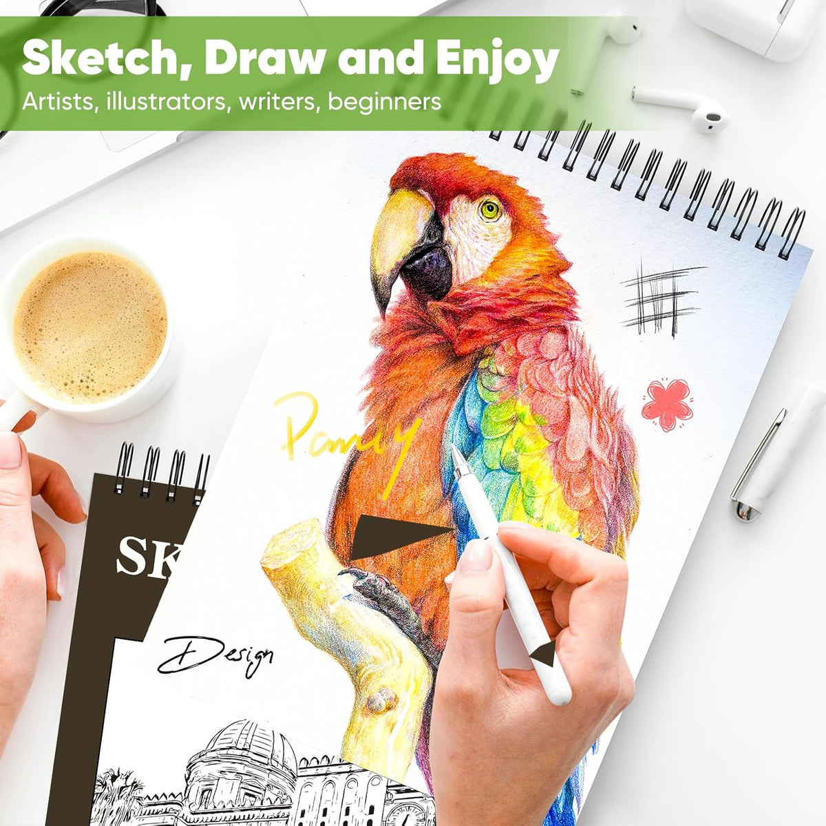 Classroom Must Haves Supplies for Teacher Student, Soucolor 9" x 12" Sketch Book 100 Sheets, Back