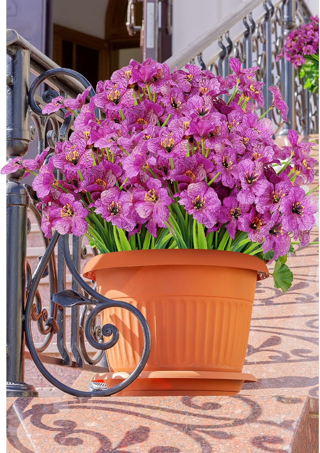 AmyHomie 20 Bundles Artificial Flowers for Outdoor Outside Spring Summer Decoration UV Resistant