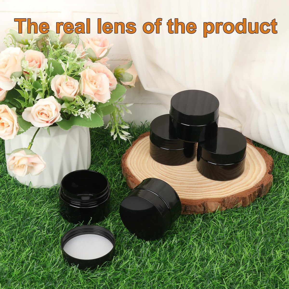 110 Packs 2 OZ Black Plastic Jars with black Lids, Body Butter Containers, Cosmetic Containers jars