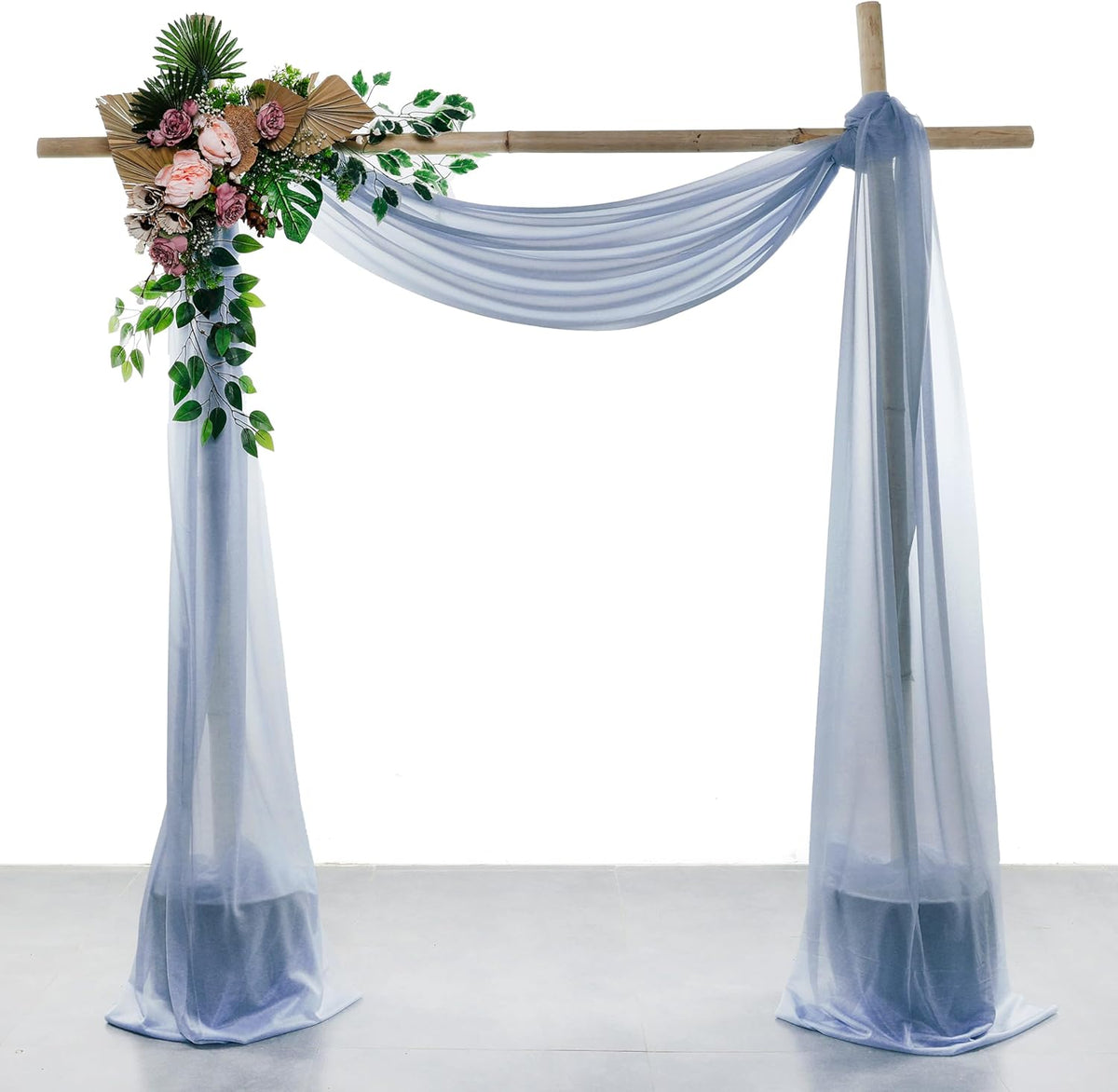 VDS Pack of 2 Panel (30 Inch X 40 Feet) Wedding Arch Draping Fabric Sheer Chiffon Fabric Drapery